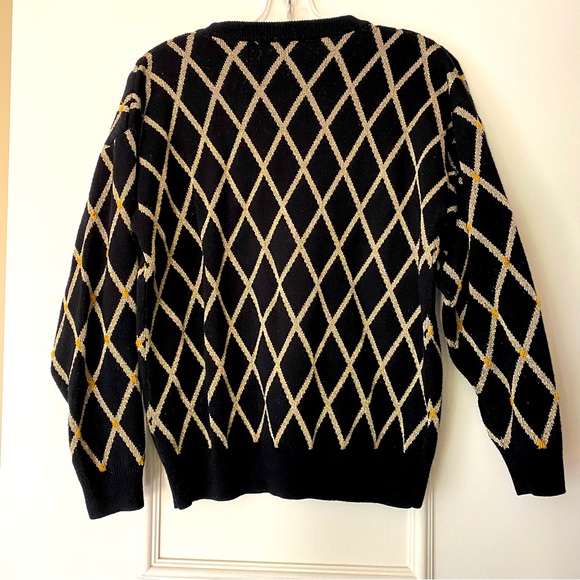 🎩Amazing Franco Valeri wool blend black and gold sweater from the 80s! - Picture 5 of 7